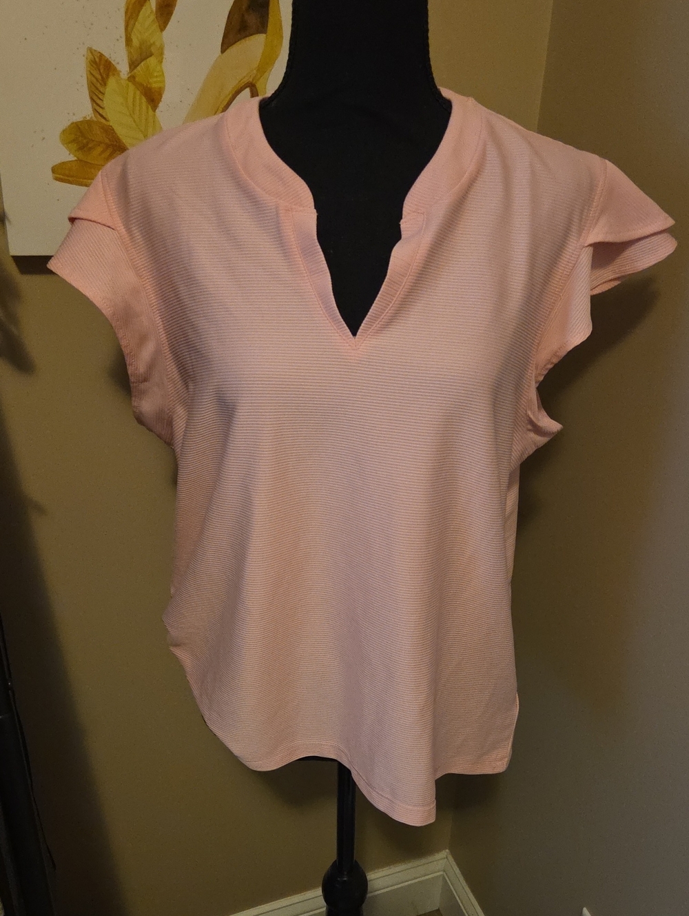 RBX Light Pink V-Neck Flutter Sleeve Tee